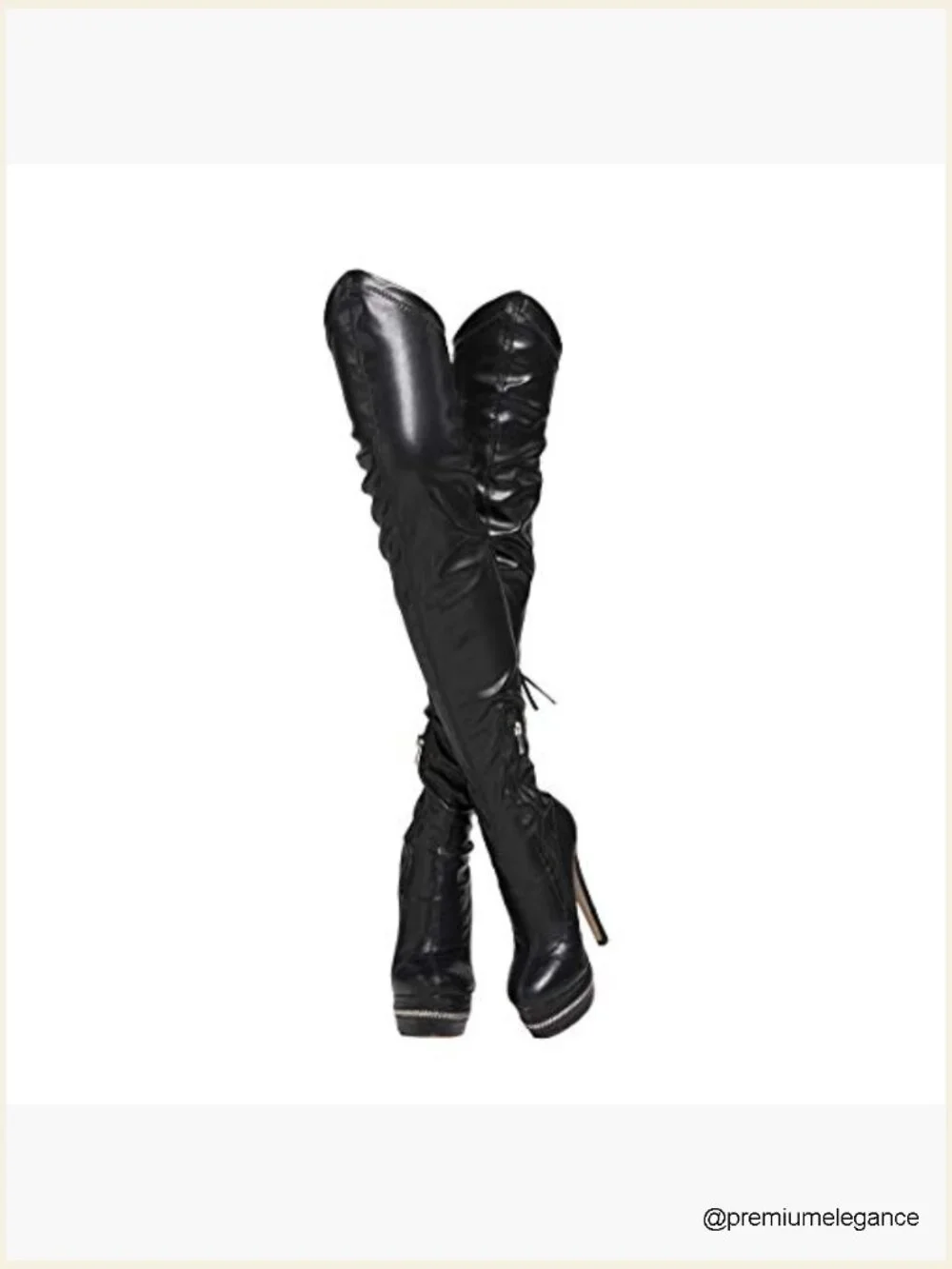 Over the Knee Platform Boots Lace Up Strap Thigh High Boots Round Toe